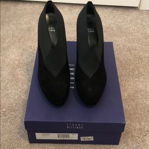 Stuart Weitzman Black Suede Greatneck Pumps
